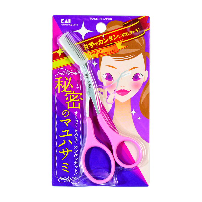 クシ付きマユハサミ　ピンク
