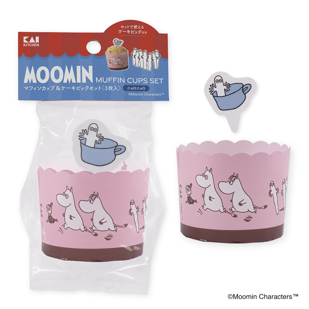 マフィンカップ＆ケーキピックセット（3枚入）ニョロニョロ