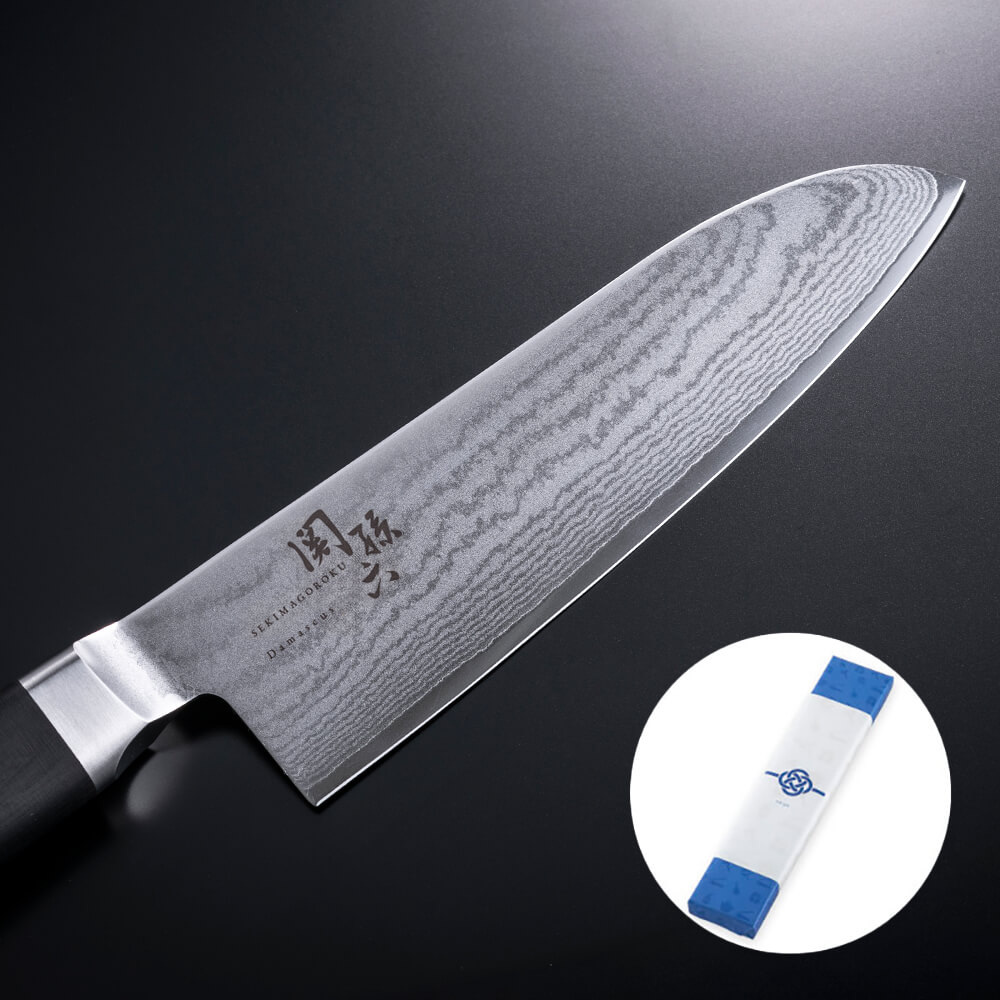 【名入れ対応】 関孫六 ダマスカス 三徳包丁 165mm / ギフト包装付き(KAI Gift)
