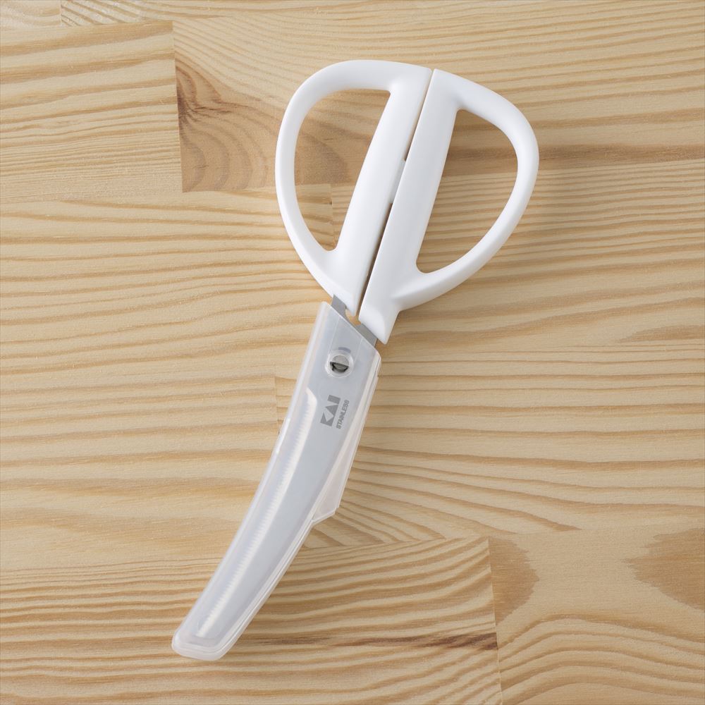 【ブラックフライデー特別価格】カーブキッチンバサミ(ケース付き)　ホワイト