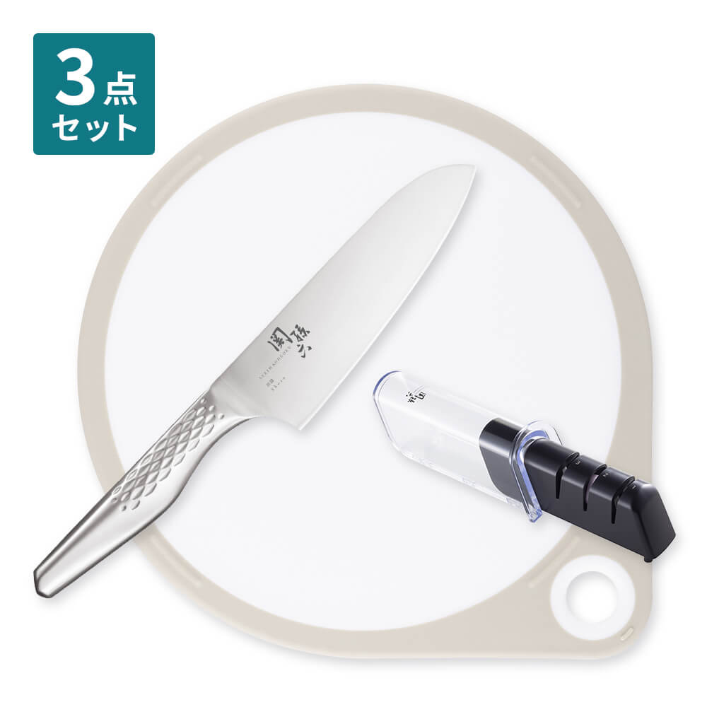 関孫六 料理応援セット（包丁・まるいまな板・シャープナー付き）