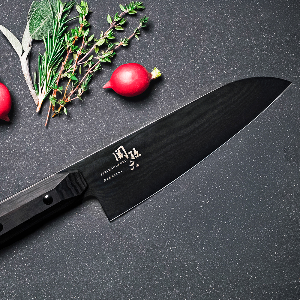 関孫六 ダマスカスブラック 三徳 165mm